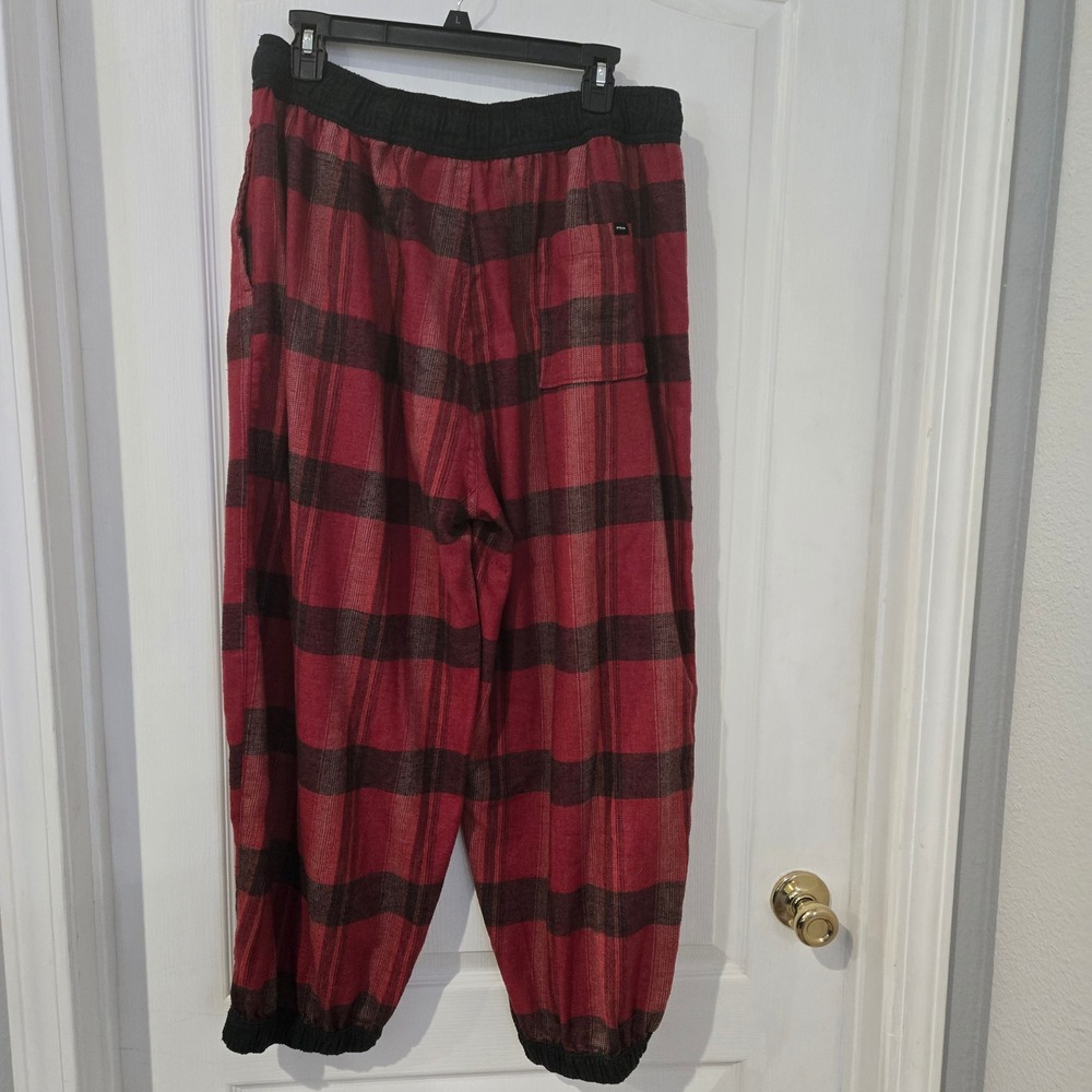Prana Cabin Core Retrograde Plaid Jogger Pants Womens Large Red Black Cozy - Picture 2 of 8